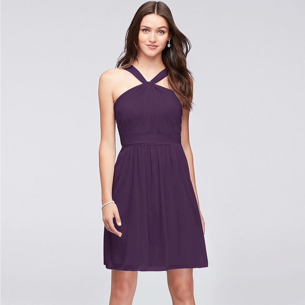 David's Bridal Purple Midi Dress